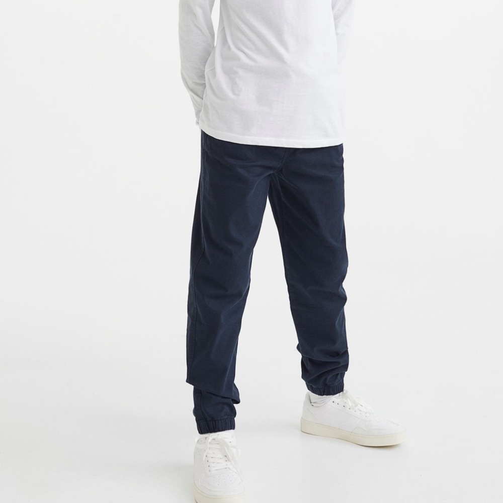 H&M boys navy blue Cotton Twill Joggers. Size 14. Like new